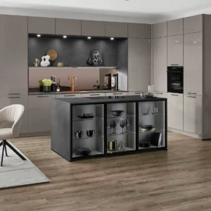 Nobilia Novalux Moderne Inselkueche Taupe