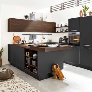 Interliving Kueche Modern Schwarz Nussbaum