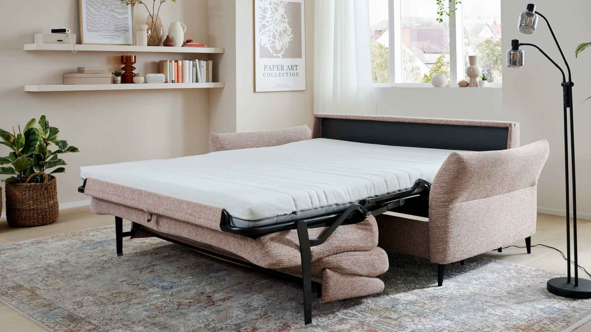 Interliving-Schlafsofa-1440751-ausgeklappt-mit-Matratze